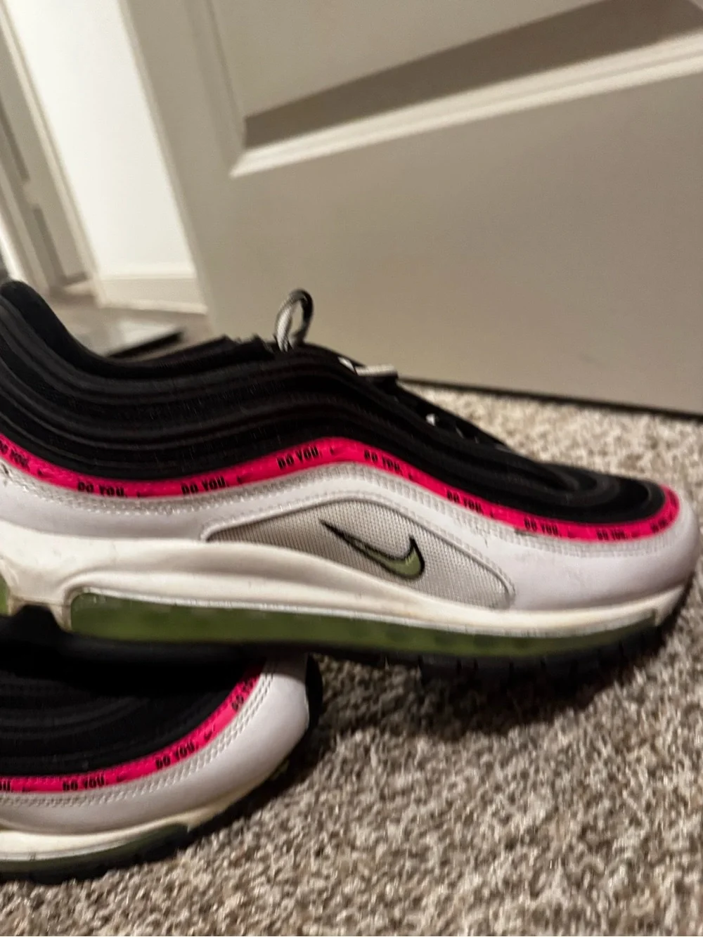 Nike Black White Sneakers with Pink Accent Trim
